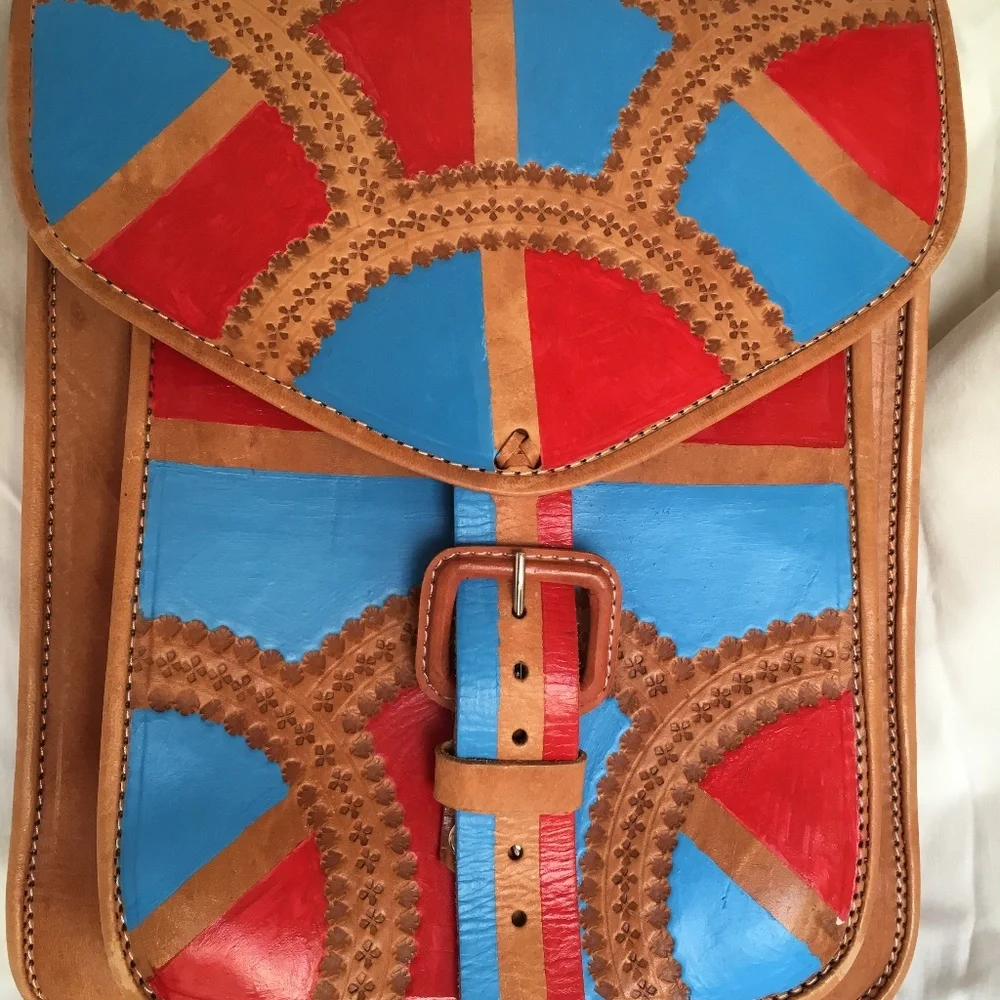 New Hand Painted Mexican Leather Over the Shoulder Sachel